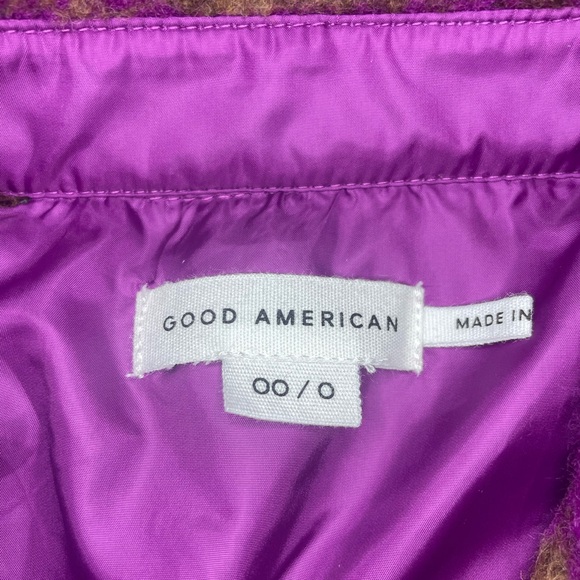 Good American Boyfriend Buffalo Plaid Shacket in Pop Thistle - Picture 12 of 14